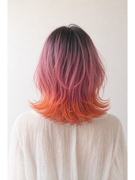 アーダーヘアサロン 武生店(ADER HAIR SALON) 個性派ピンクオレンジグラデーションボブ