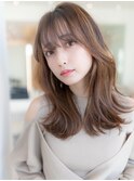 ミディアムレイヤー/大人可愛い/髪質改善/シースルーバング