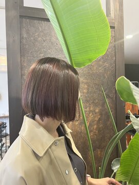 ゴデーレ(GODERE) ミニボブブリーチ無しラベンダーピンク×アッシュ艶髪大人可愛い