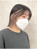 イヤリングカラー前髪インナーカラーピンクベージュバングカラー