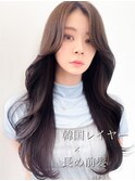 韓国ヘアロングレイヤーエモージュカールセミディシアーカラー