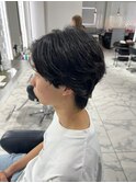 毛流れセンターパート ニュアンスパーマ/リバースパーマ/黒髪