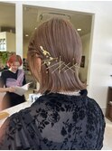 金箔アレンジ／お呼ばれヘア／ボブアヘアアレンジ