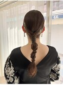 タイトヘアアレンジ　長崎ヘアセット　結婚式参列スタイル