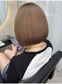 ホワイトグレージュミニウルフチェリーブラウンデジタルパーマ