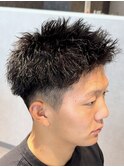 熊本 スパイキーショート パーマ 短髪 アップバング MEN'S HAIR