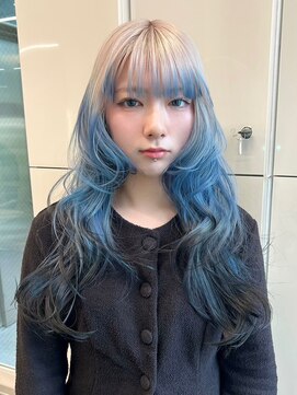 ソル バロール 表参道(SOL .valor) デザインカラー寒色系カラーライトブルーカラー顔周りレイヤー◆