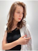 小顔ココアベージュオリーブ白髪ぼかしハイライトデザインカラー