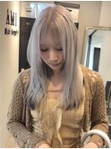 ホワイトベージュ/フェイスレイヤー/三宮ブリーチ似合わせカット