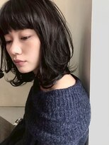 キース ヘアアンドメイク 恵比寿(kith. hair&make)&nbsp;ミディアムレイヤー/顔まわりカット/コテ巻きカール/重めバング