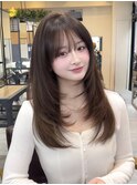 美髪レイヤーカット/くびれ巻き髪/ベージュカラー/縮毛矯正