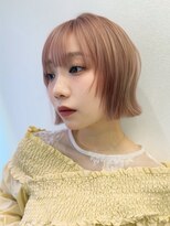 ゲーム 梅田(GAME)&nbsp;ピンクベージュ/ダブルカラー/切りっぱなしボブ/レイヤー
