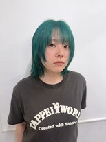 ヘアー アレス(hair ales)&nbsp;ナチュラルショート　ミルクブラウン　ダブルカラー　グリーン