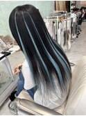 スカイブルーハイライト×シールエクステ70本