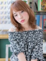 カバーヘア ブリス 大宮西口(COVER HAIR bliss)&nbsp;くせ毛風斜めバングオンブレオレンジカラー大宮10代20代30代a!