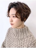 ショートパーマ_ココアブラウンフリンジウェーブ_ba294244