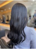 ブルーブラック/コリアンスタイル/レイヤーロング/20代30代40代