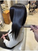髪質改善ストレート×美髪カラー(ダークグレーアッシュ)