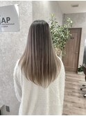 ブリーチからのミルクティーベージュのバレイヤージュに