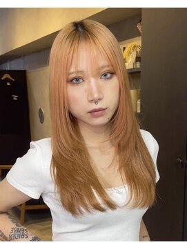 サニー 渋谷(SUNNY) アプリコットオレンジ、ホワイトブロンド、ロングレイヤー