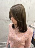 オリーブグレージュ顔まわりレイヤーカット/大通駅個室サロン