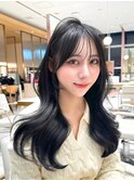 透明感グレーブラック×韓国レイヤーカット
