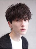 天神10代20代シャドウパーマゆるめメンズマッシュウルフカット
