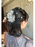 ハーフアップヘアセットボブお呼ばれヘアアレンジ二次会結婚式