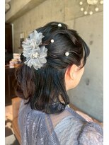 ヘアーアンドメイク ファット(Hair&Make PHAT)&nbsp;ハーフアップヘアセットボブお呼ばれヘアアレンジ二次会結婚式