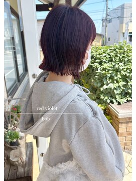 パル バイ ラベスト(Pal by lovest) ツヤツヤ♪レッドバイオレット×切りっぱなしボブ