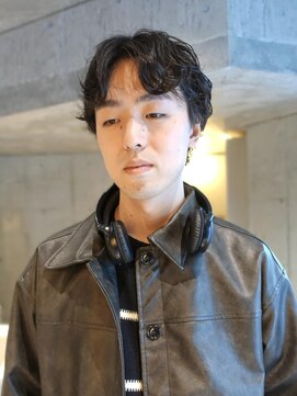 センターパートパーマ