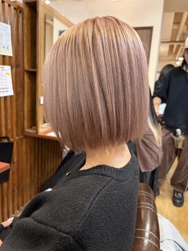 サンドレオ 新宿店(sand Leo) 顔周りカット/縮毛矯正/ダークブラウン/コーラルピンク