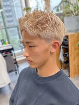 シープドッグ(SHEEP DOG)&nbsp;メンズカット　ハイトーンベージュ　メンズブリーチ　福岡
