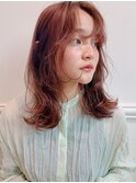 『December』アプリコットピンク×ミディアムレイヤーウルフ