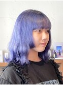 ブルーラベンダー/姫カット/波打ち