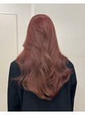 柔らかいピンクベージュトリートメント前髪カットブリーチ
