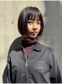 スリークボブデザインカラー レッドカラー 裾カラー