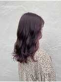 【インナーカラー】ベリーピンクセミロング