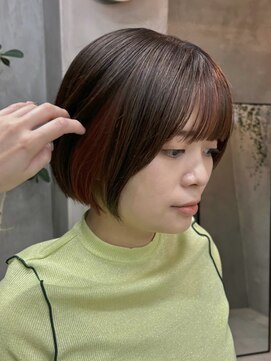 テトヘアー(teto hair) 切りっぱなしボブインナーオレンジ