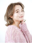 ミディアム・ボブ/絶壁解消/前髪あり/30代/40代/50代