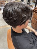 刈上げ/センターパート/ニュアンスパーマ/ワンカールパーマ