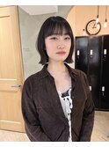 黒髪/ボブルフ/ネビージュ/小顔/ワンレン/栄/髪質改善/前髪