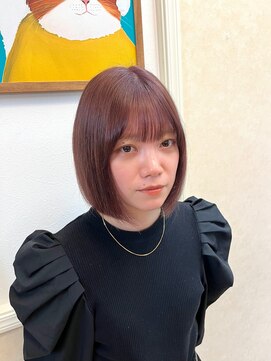 ボブ/ピンクベージュ/ブリーチ/姫カット/宇都宮