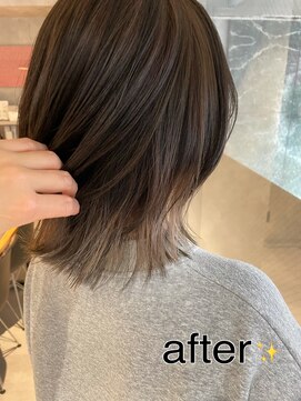 アイディール(:ideal) 20代30代40代☆ネオウルフ&インナー裾カラー☆before→after