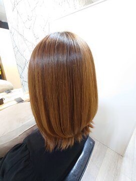 ヘアーカルチャー 小倉台店 HAIR CULTURE ミディアムストレート大人可愛いオレンジブラウンロブ