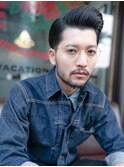 七三刈り上げアッシュブラックビジネスメンズカット
