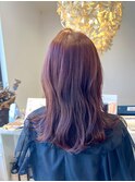 ピンクカラー×ミディアムレイヤー