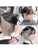 インナーカラー/イヤリングカラー/韓国風ヘア/グレージュ 