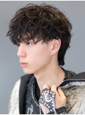 ツイストスパイラルパーマツーブロマッシュウルフ