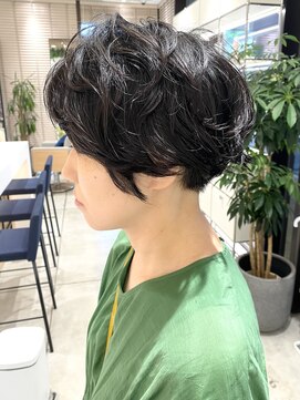 ステア ケース(stair case) 大人ショート/ショートボブ/白髪ぼかしハイライト/銀座/武蔵小杉